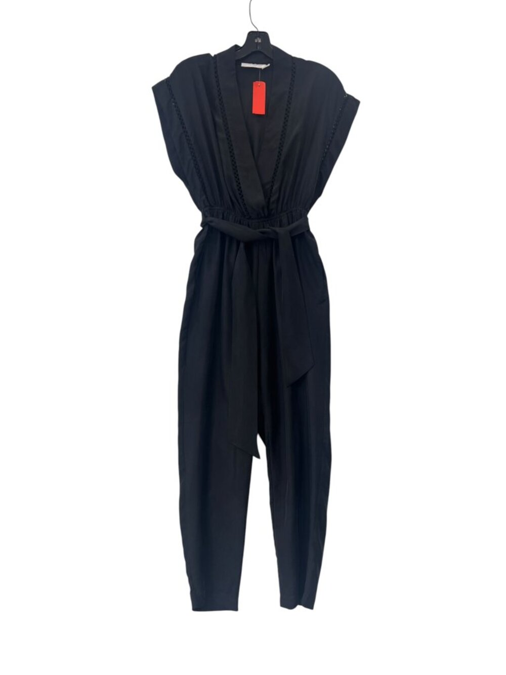 ZImmermann Black Pant Silk Cap Sleeve Belted Jumpsuit size 0